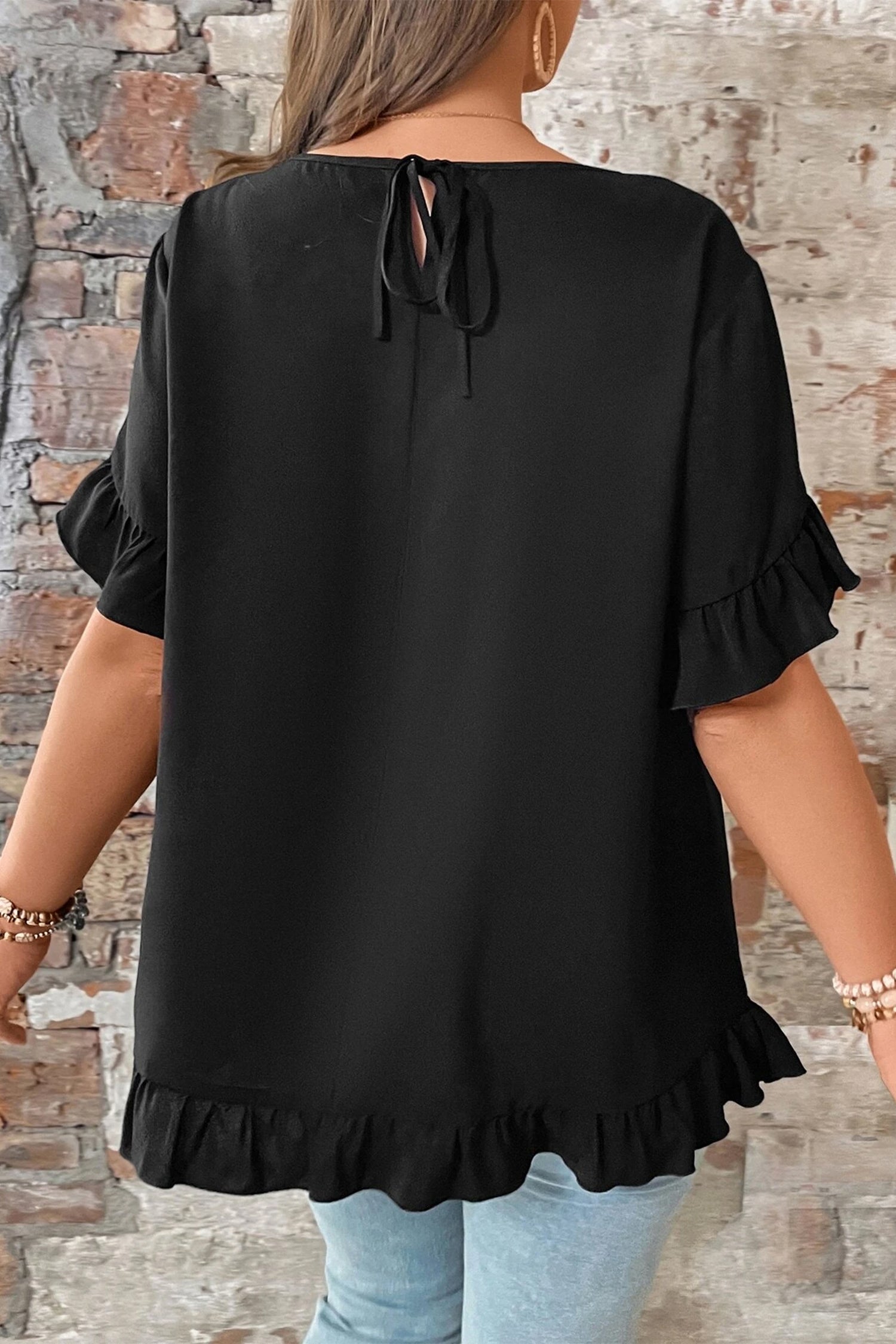 Ruffle Trim Petal Sleeve