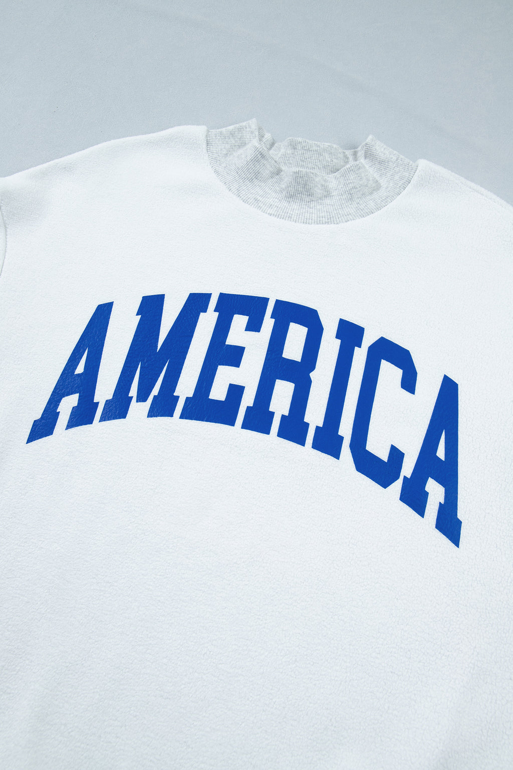 Light Grey Mock Neck Reversible USA/America Graphic Sweatshirt