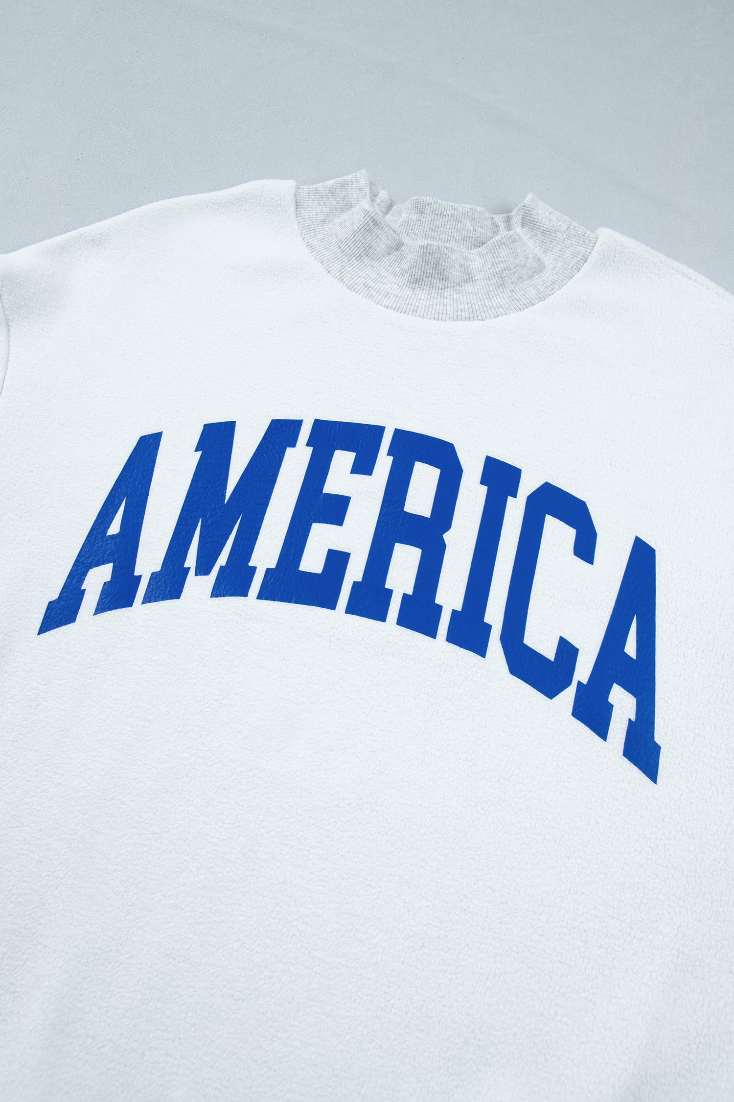 Light Grey Mock Neck Reversible USA/America Graphic Sweatshirt