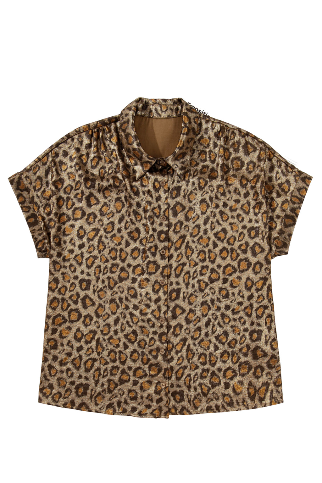 Gold Plus Size Leopard Print Short Sleeve Dolman Shirt