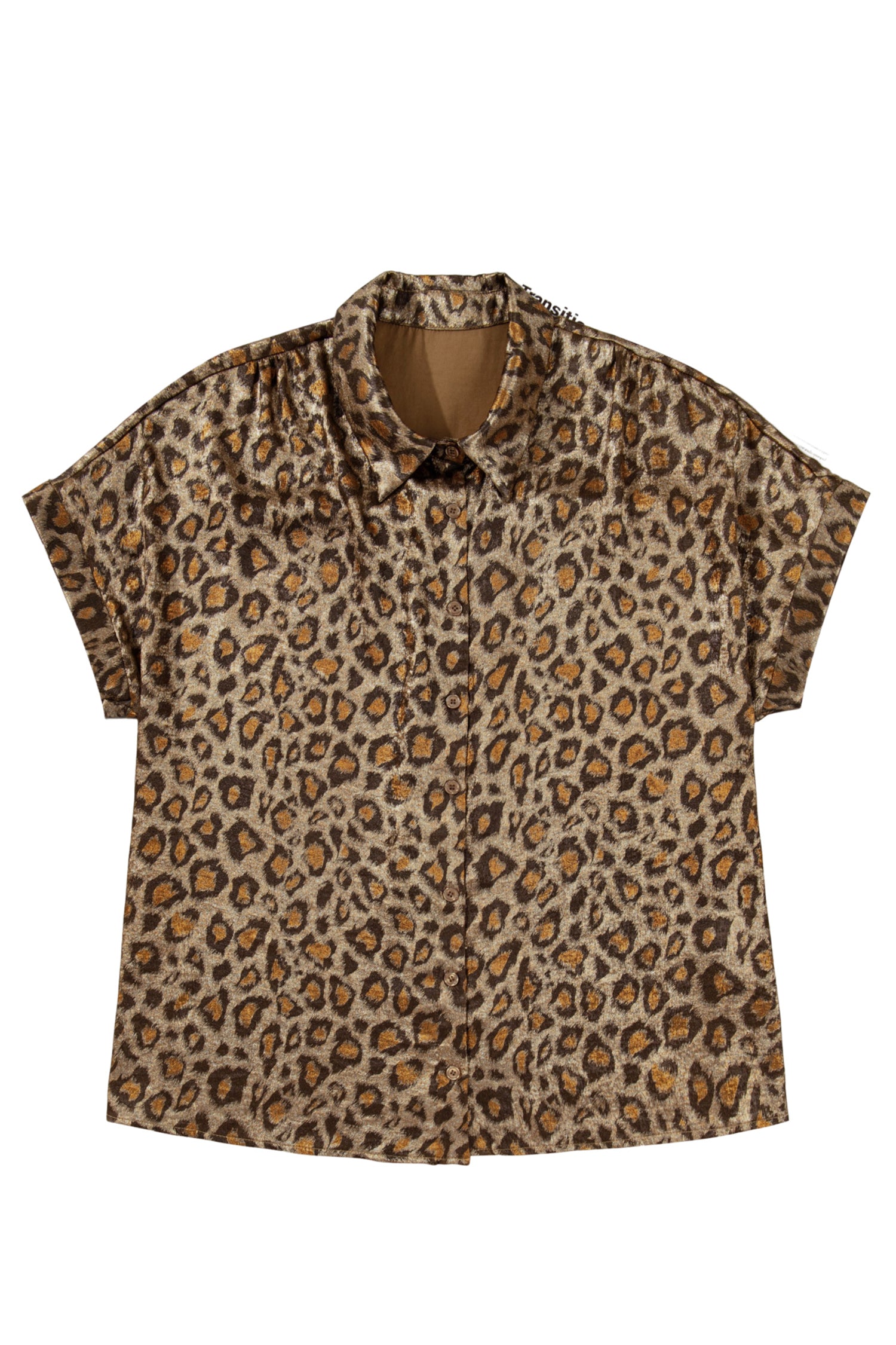 Gold Plus Size Leopard Print Short Sleeve Dolman Shirt