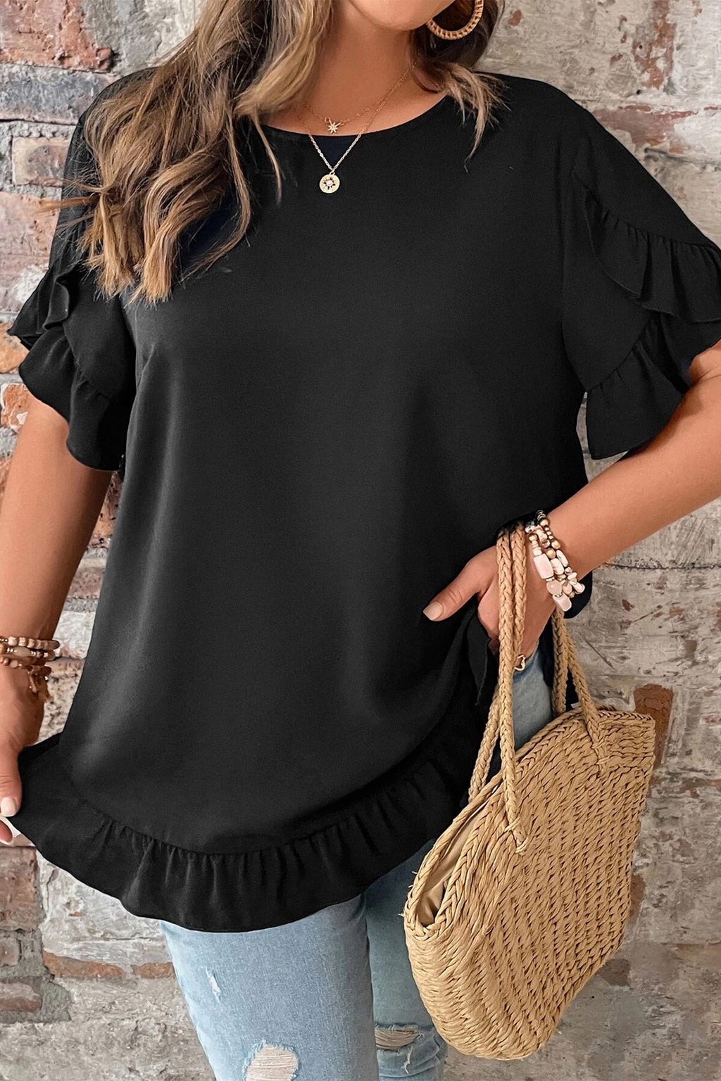 Ruffle Trim Petal Sleeve