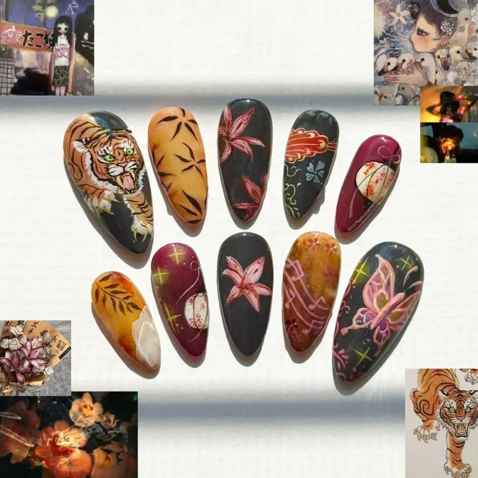 24PCS Medium Almond Press On Nails