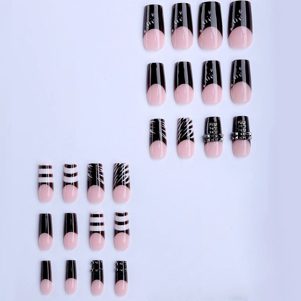 24Pcs Press On Nails Dark Style