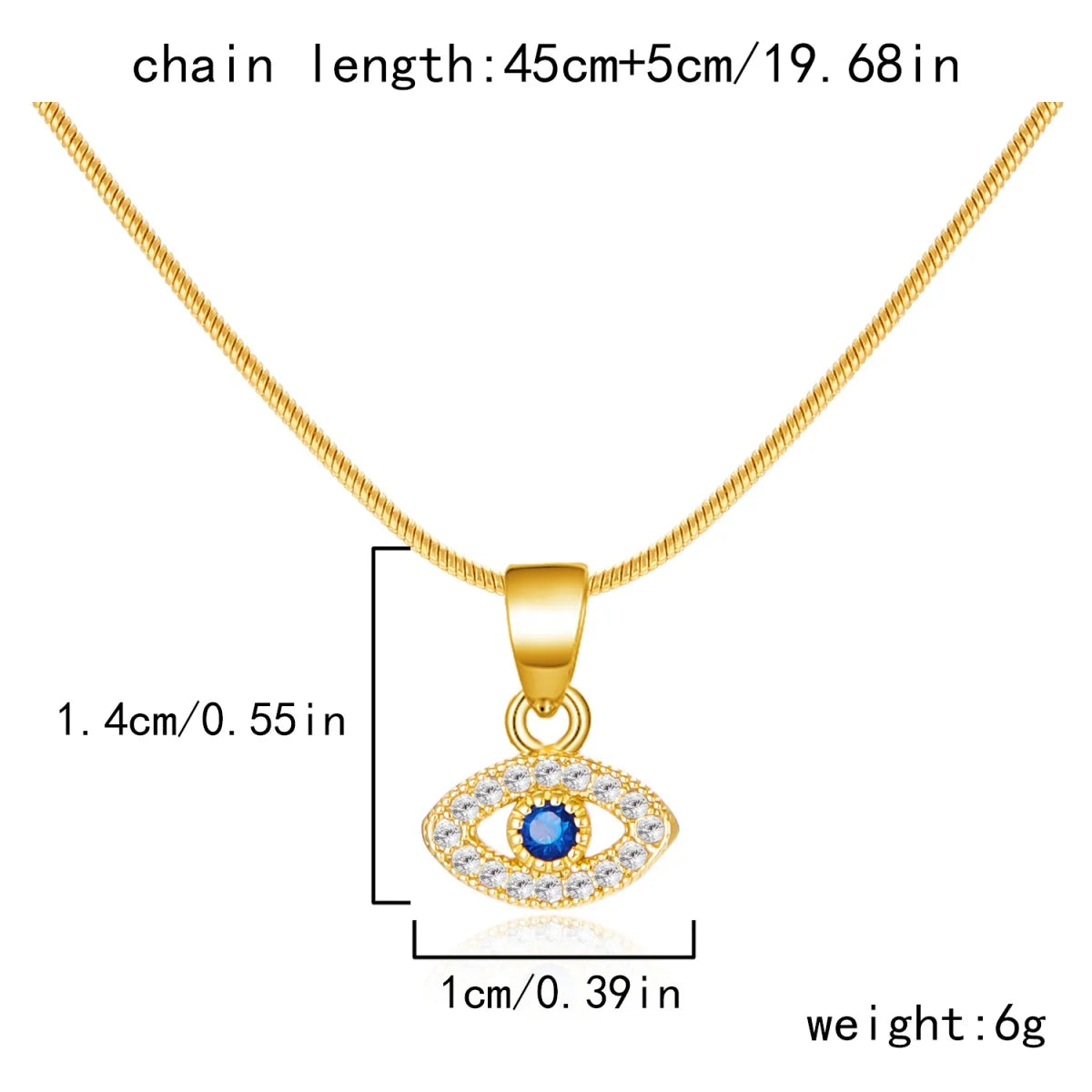 Stainless Steel Blue Evil Eye Necklace