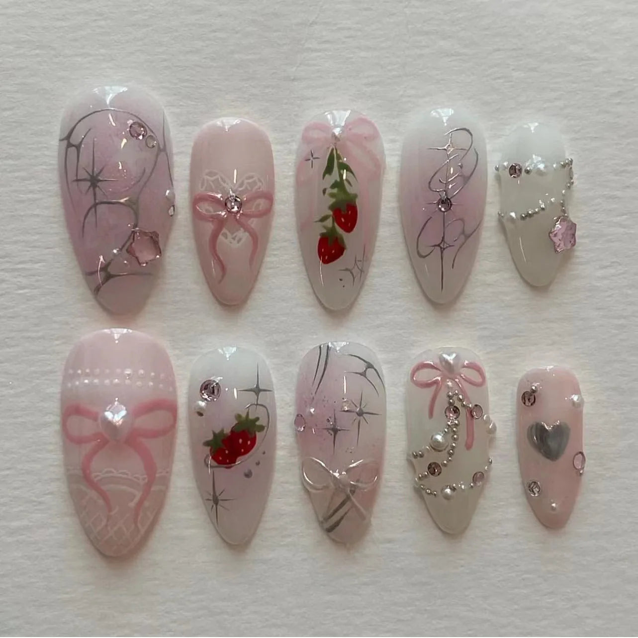 24PCS Medium Almond Press On Nails