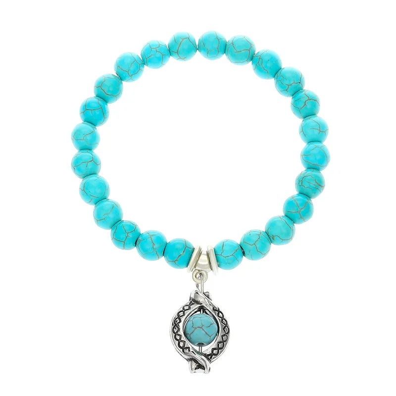 Bohemian Turquoise Beaded Bracelet Ethnic Style Cross Starfish Turtle Bracelet Turquoise Jewelry