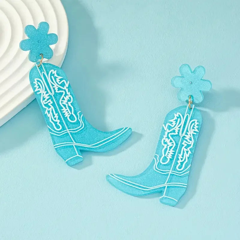 Cowgirl Boots Dangle Earrings