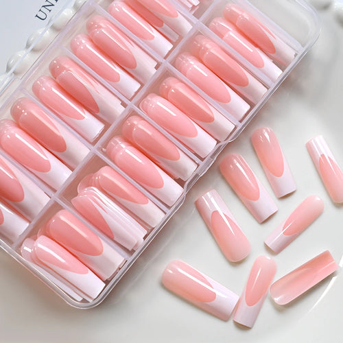 120Pcs Matte or Glossy Pink French Press On Nails