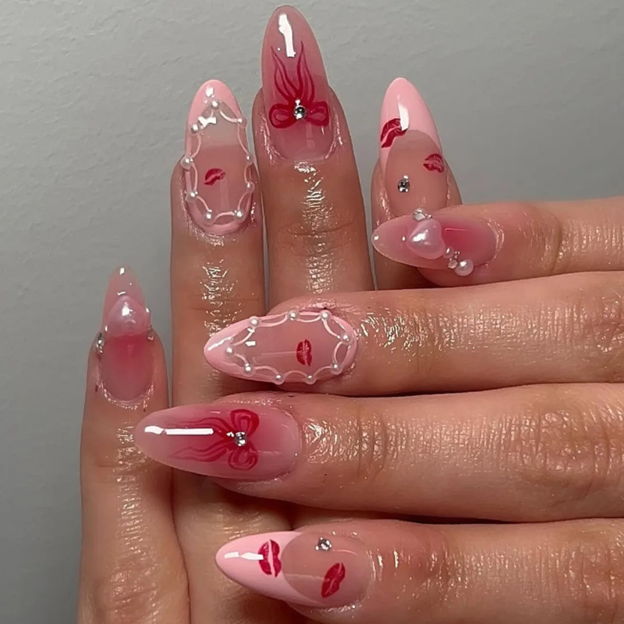 24PCS Medium Almond Press On Nails