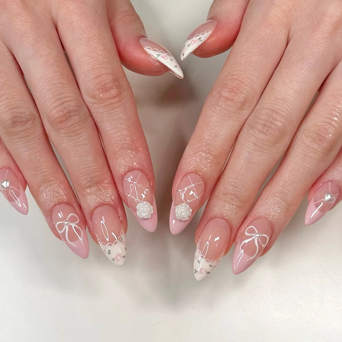 24PCS Medium Almond Press On Nails