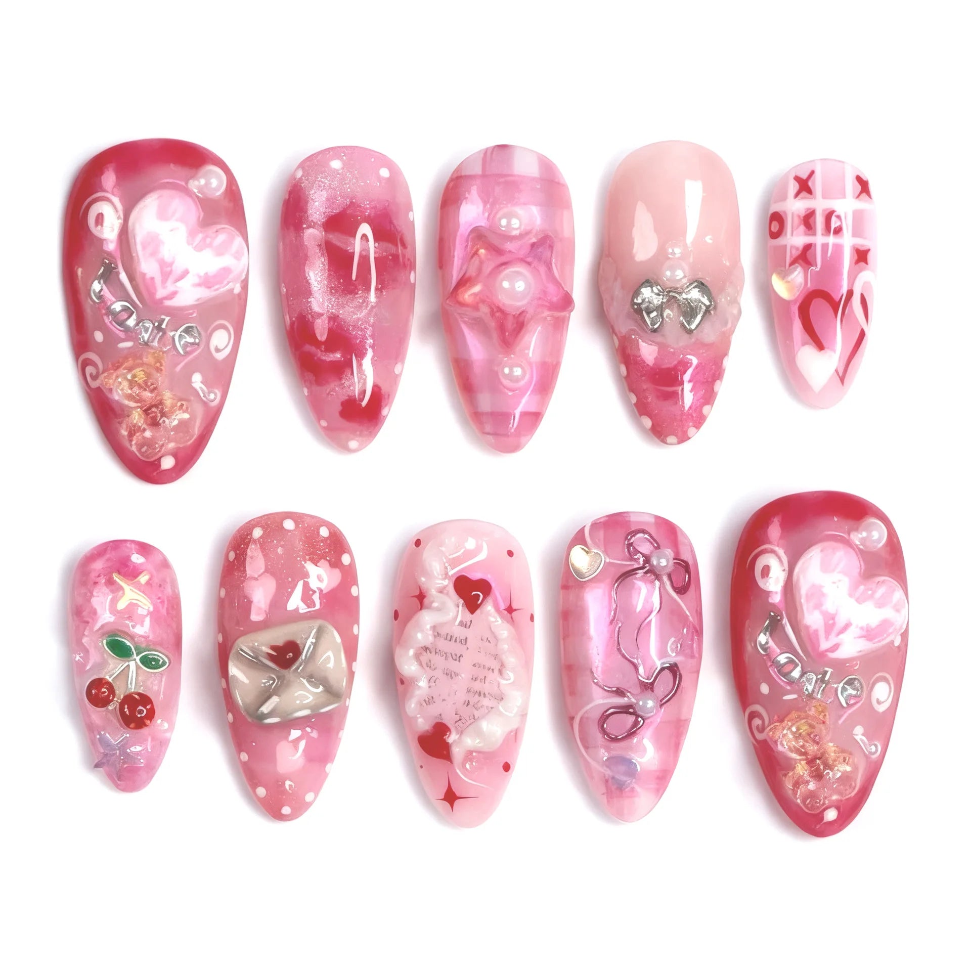 24PCS Medium Almond Press On Nails