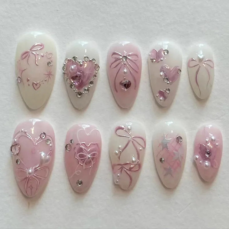 24PCS Medium Almond Press On Nails