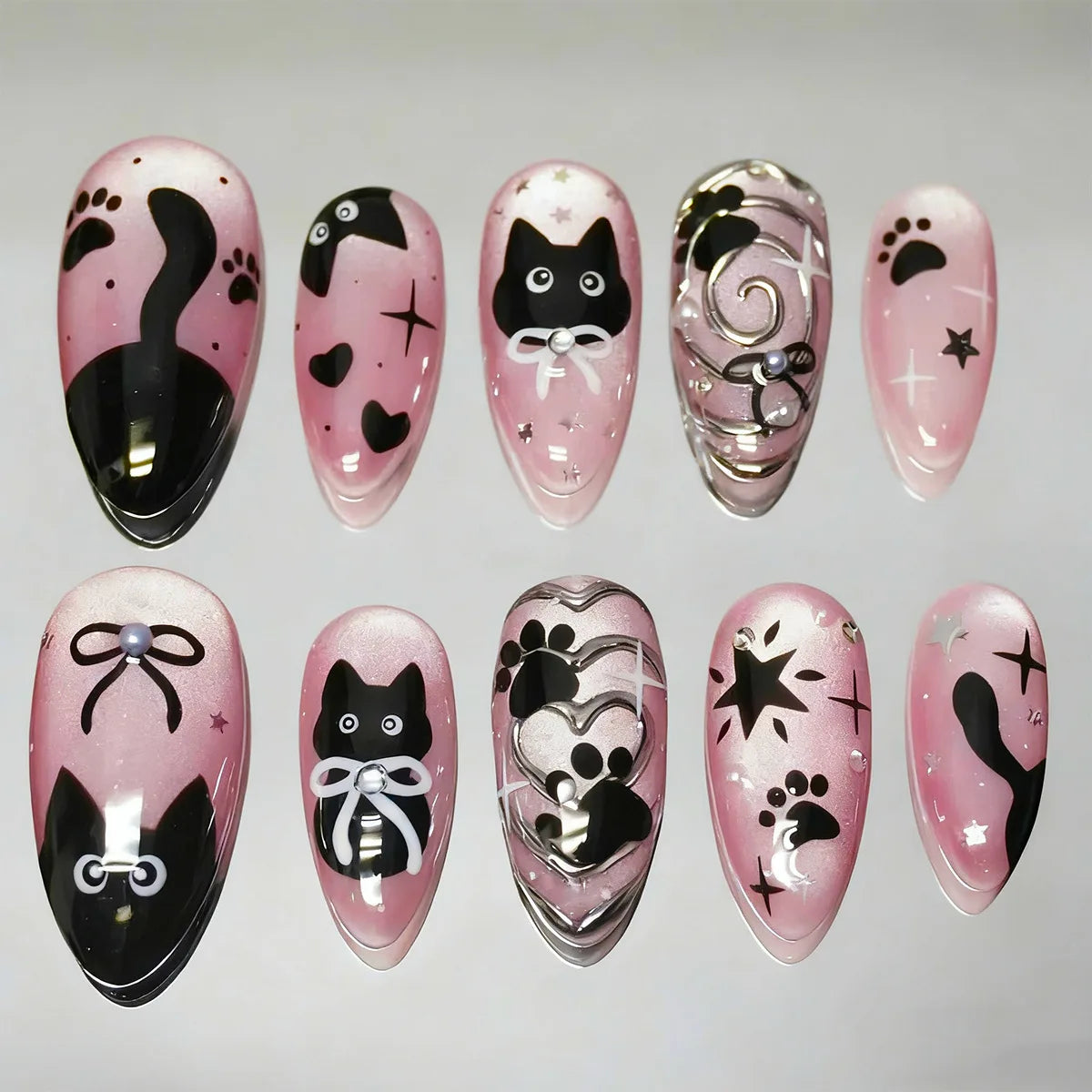 24PCS Medium Almond Press On Nails
