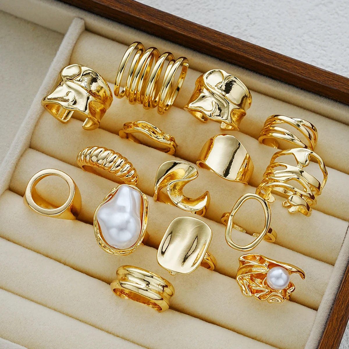 Stackable Gold Plated Ring Set