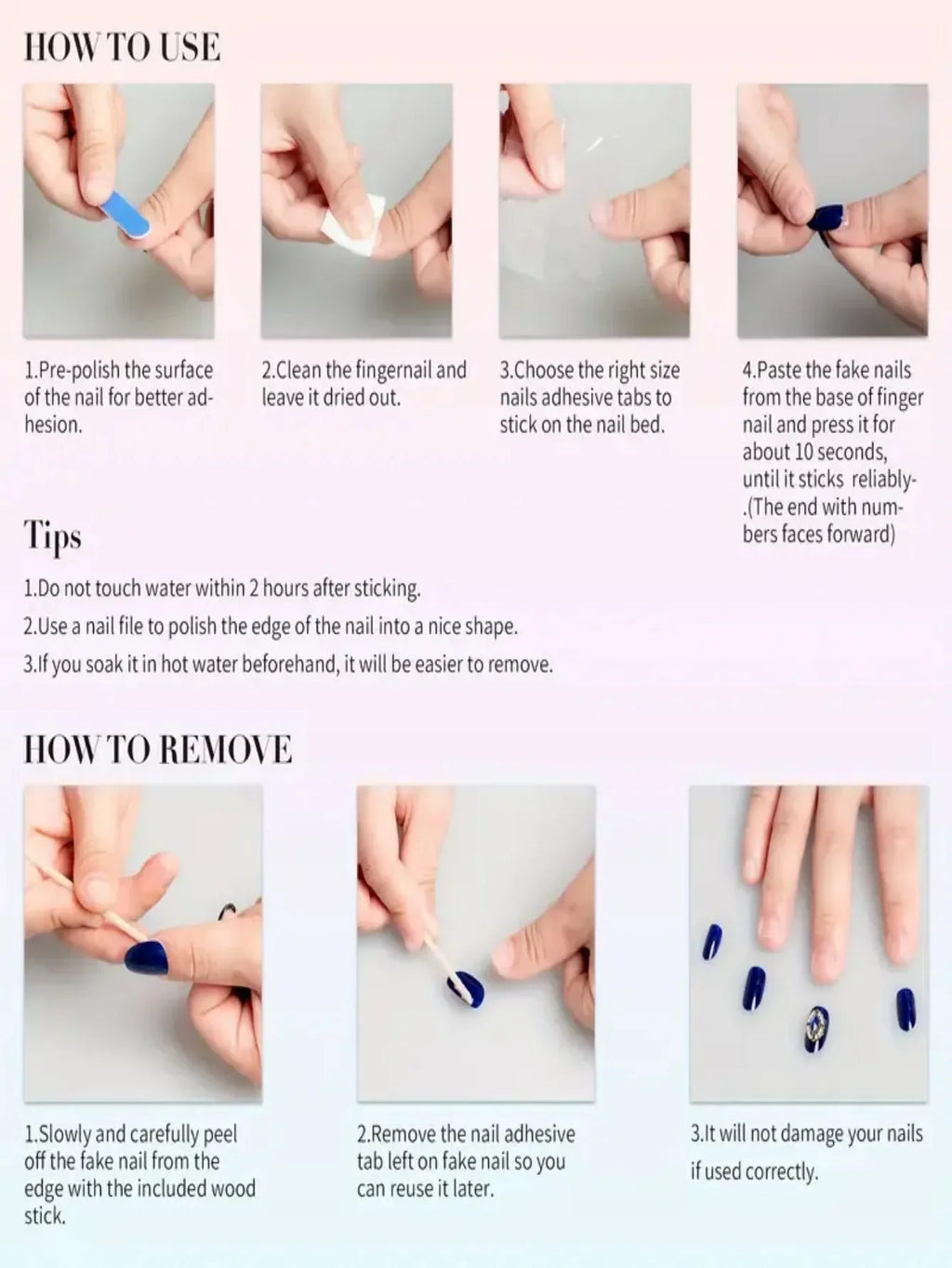 10PCS Long Pointed Handmade Press On Nails