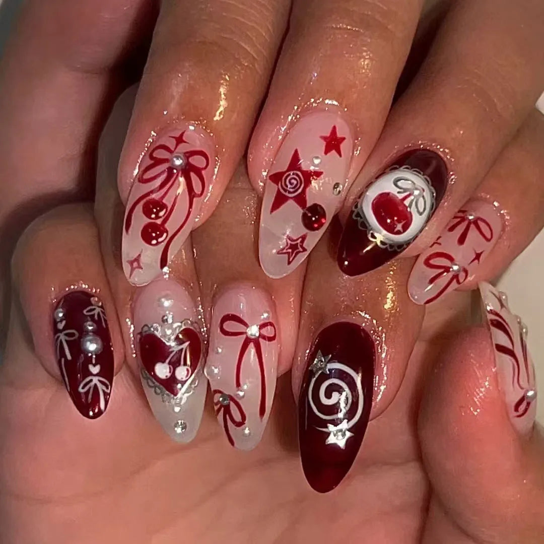 24PCS Medium Almond Press On Nails