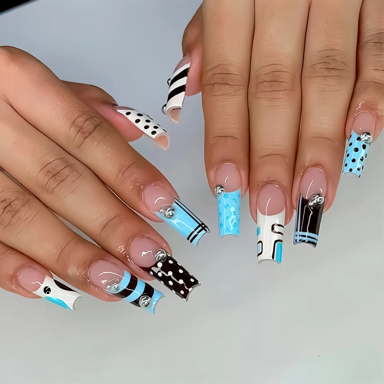 24Pcs Press On Nails Dark Style