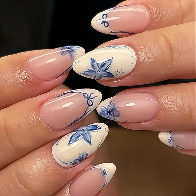 24PCS Medium Almond Press On Nails