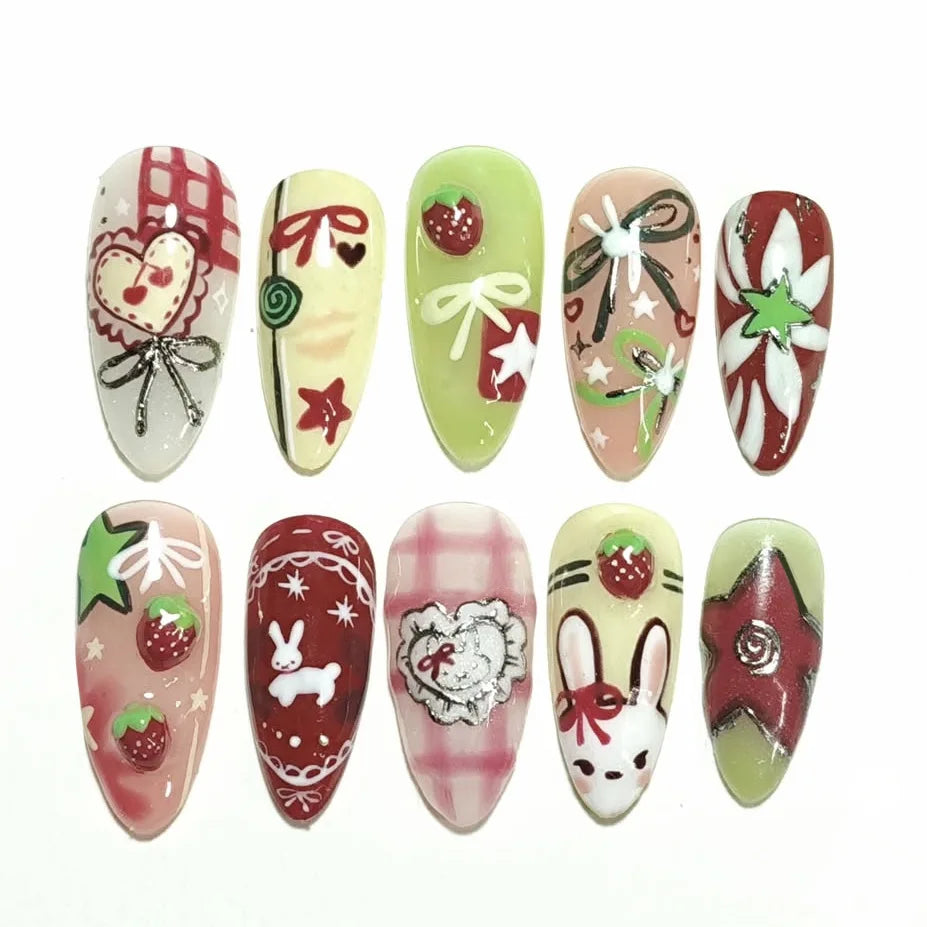 24PCS Medium Almond Press On Nails