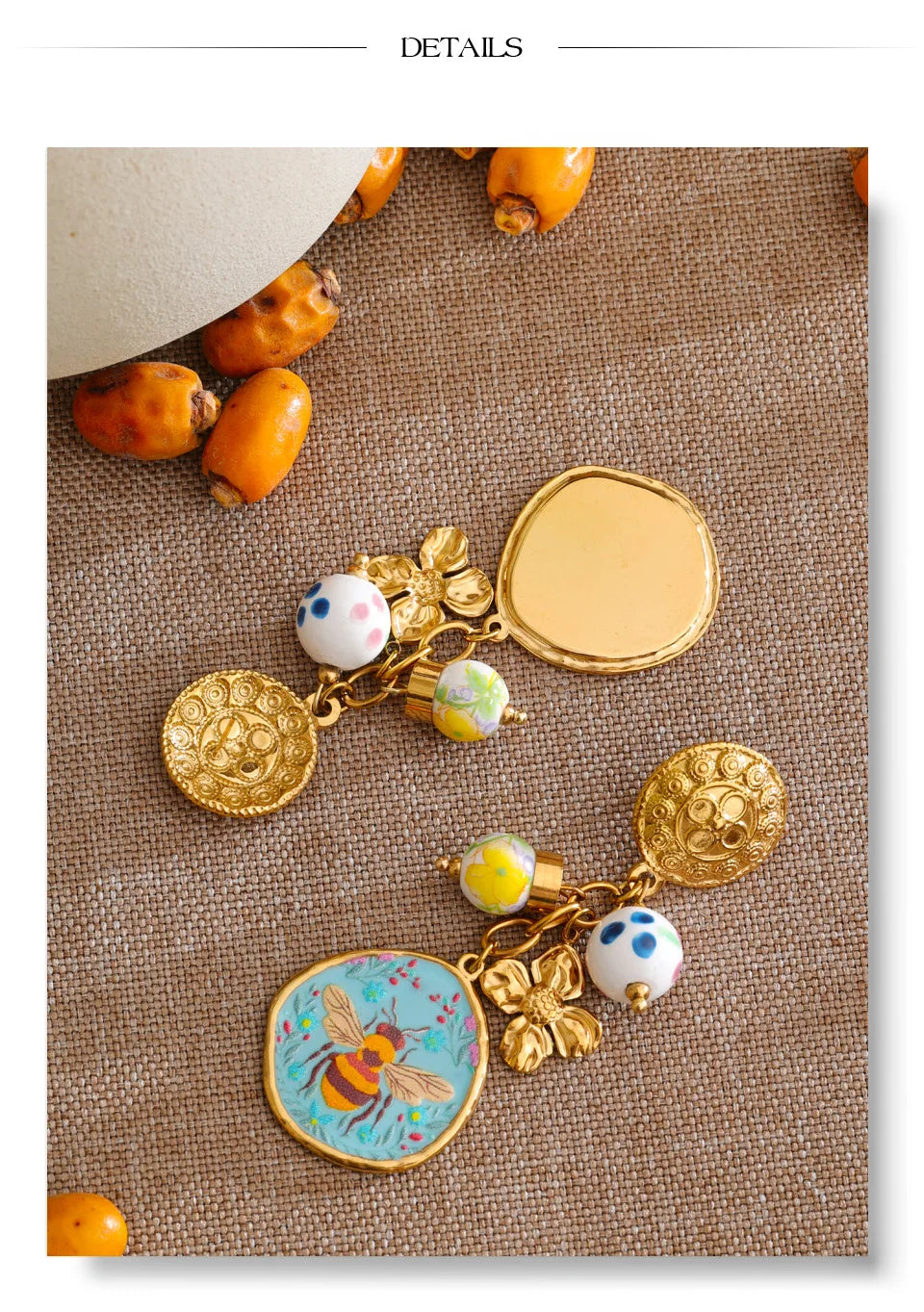 Flower Honeybee Drop Earrings