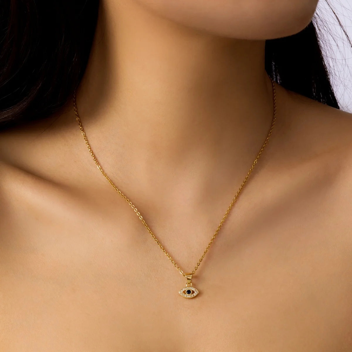 Stainless Steel Blue Evil Eye Necklace
