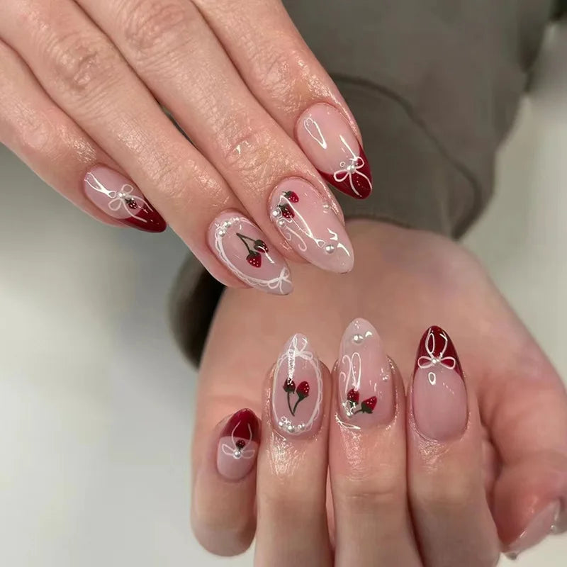 24PCS Medium Almond Press On Nails