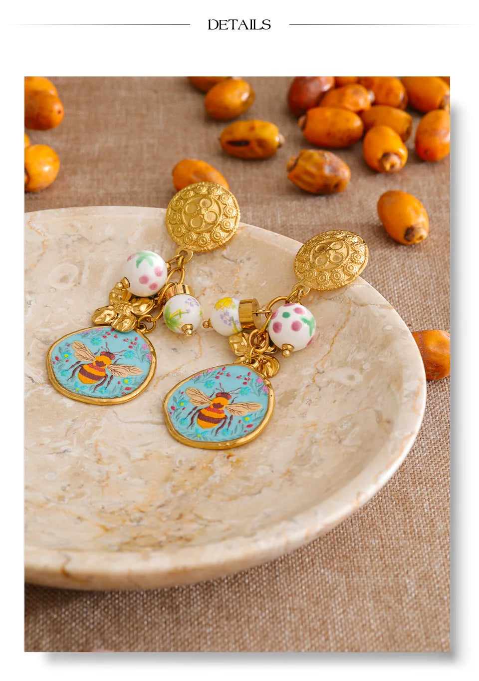 Flower Honeybee Drop Earrings