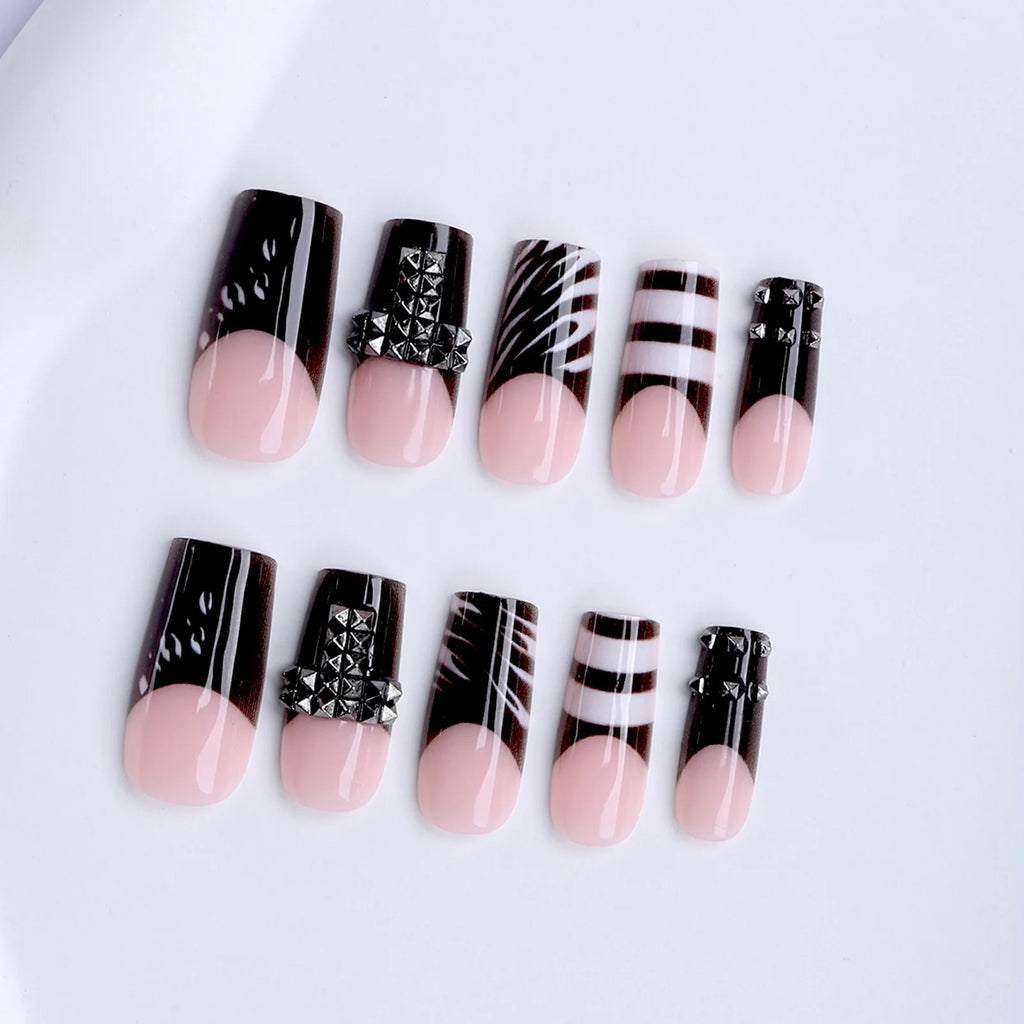 24Pcs Press On Nails Dark Style