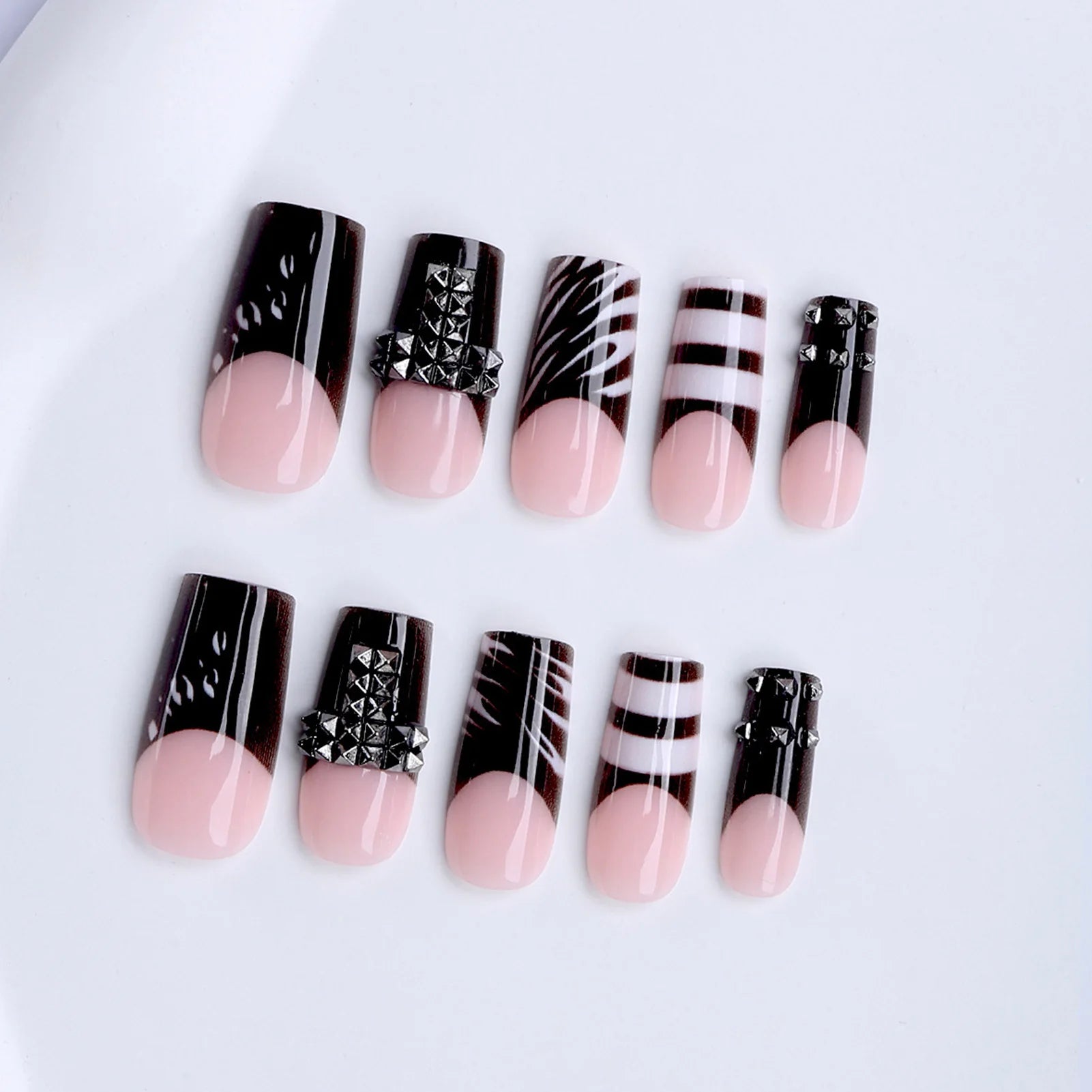 24Pcs Press On Nails Dark Style