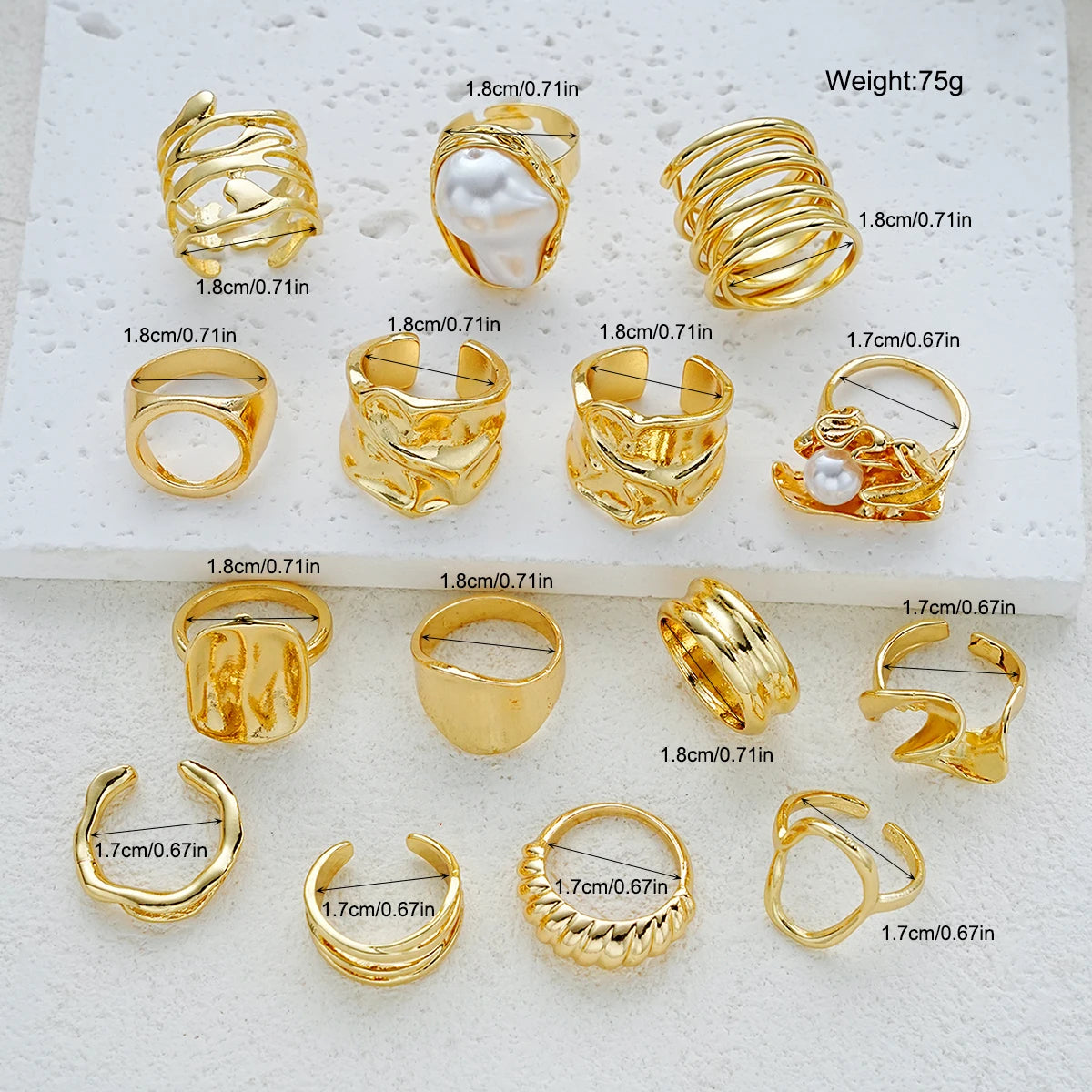 Stackable Gold Plated Ring Set