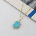 Turquoise Pendant Necklace 18K Gold Beaded Layering Chain Necklaces for Women