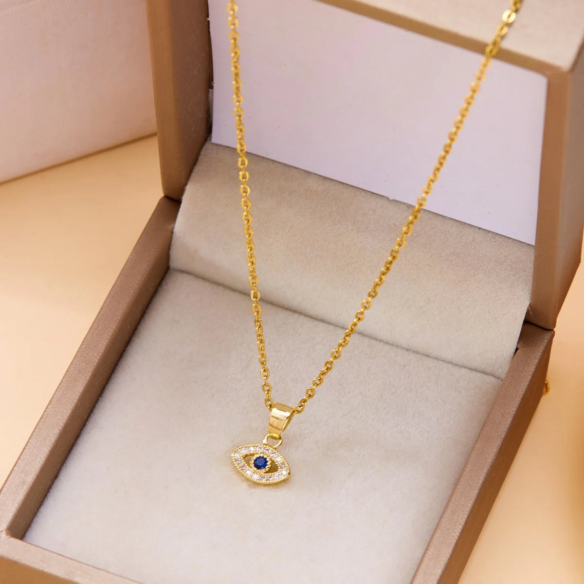 Stainless Steel Blue Evil Eye Necklace