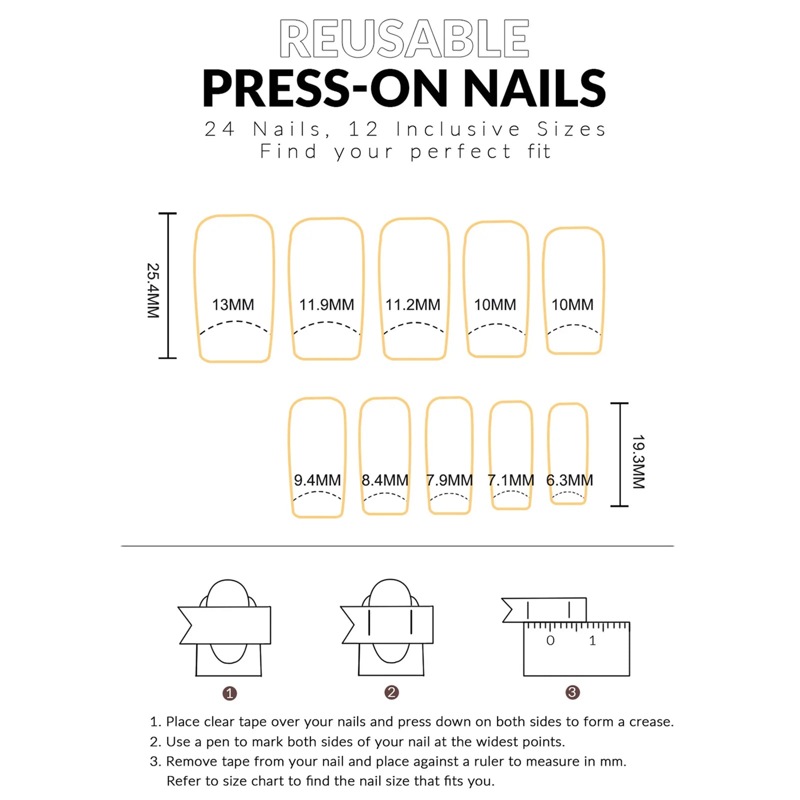 24Pcs Press On Nails Dark Style