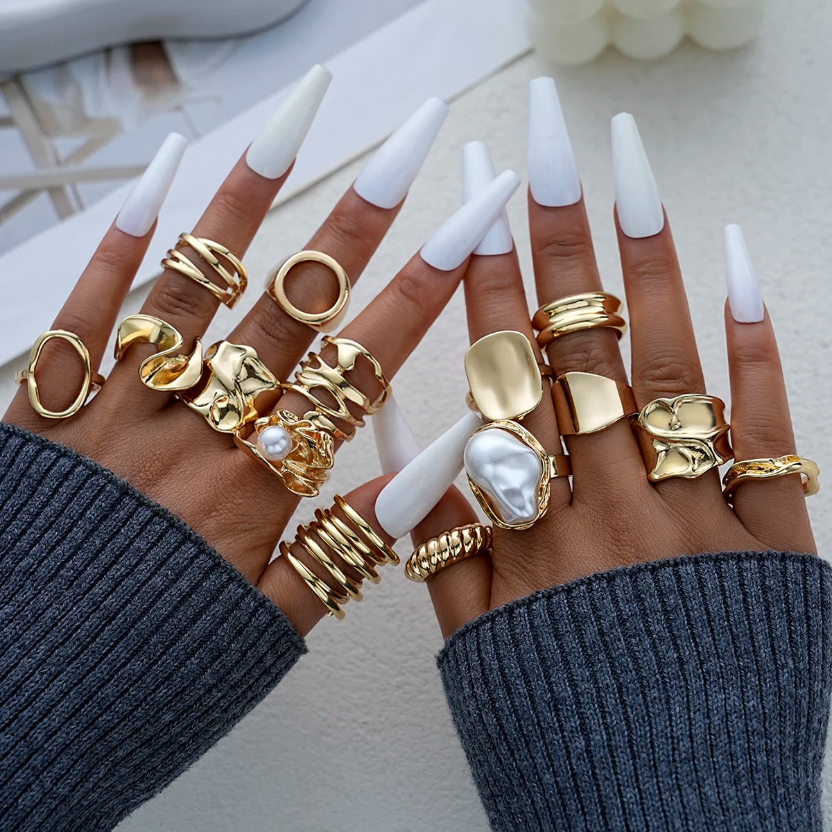 Stackable Gold Plated Ring Set