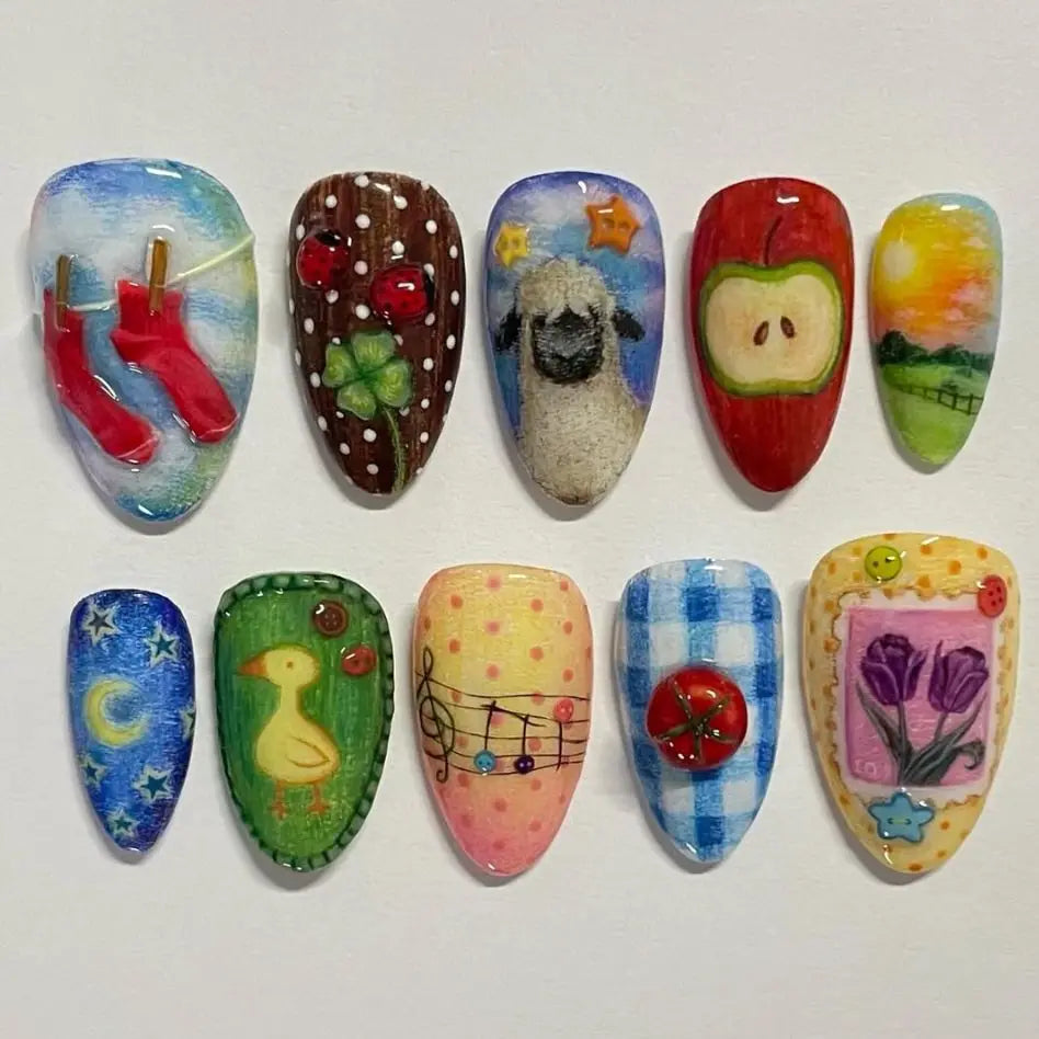 24PCS Medium Almond Press On Nails