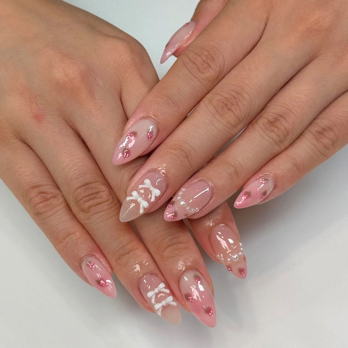 24PCS Medium Almond Press On Nails