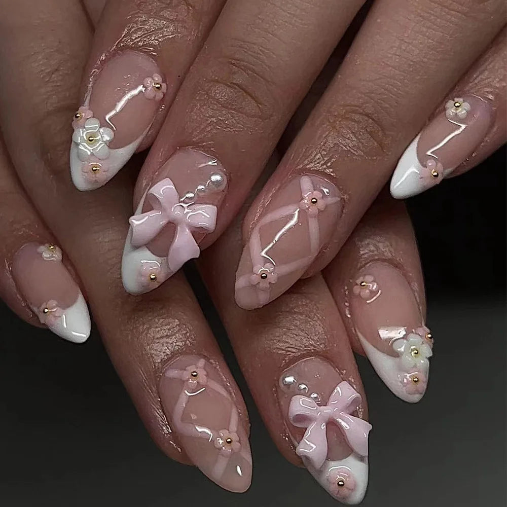 24PCS Medium Almond Press On Nails