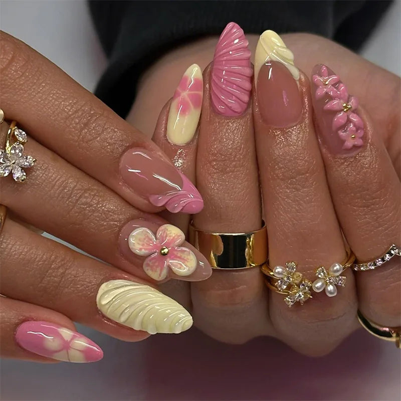 24PCS Medium Almond Press On Nails