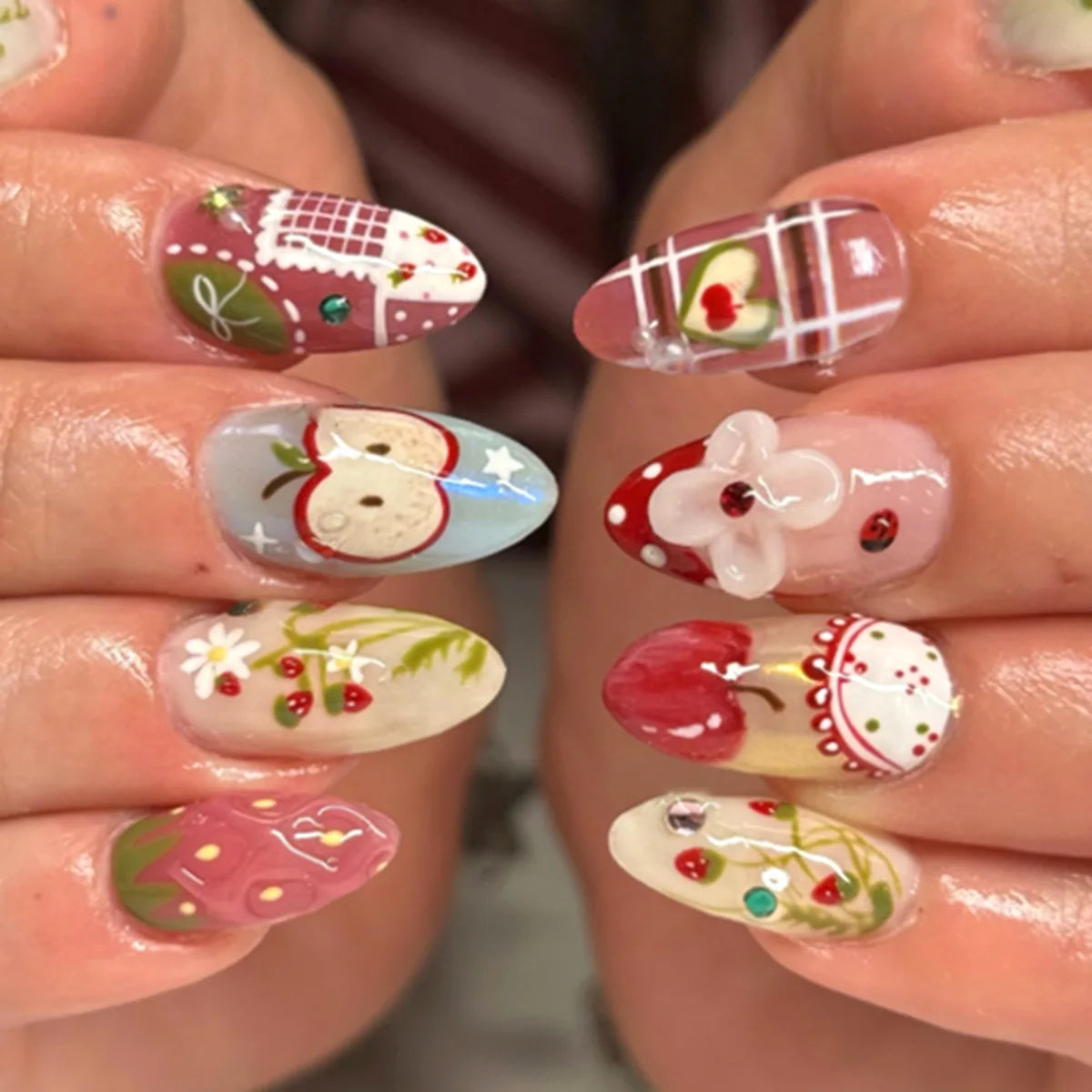 24PCS Medium Almond Press On Nails