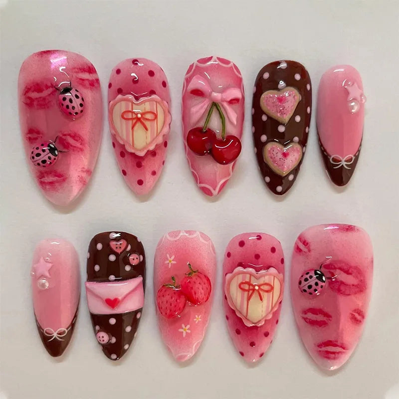 24PCS Medium Almond Press On Nails