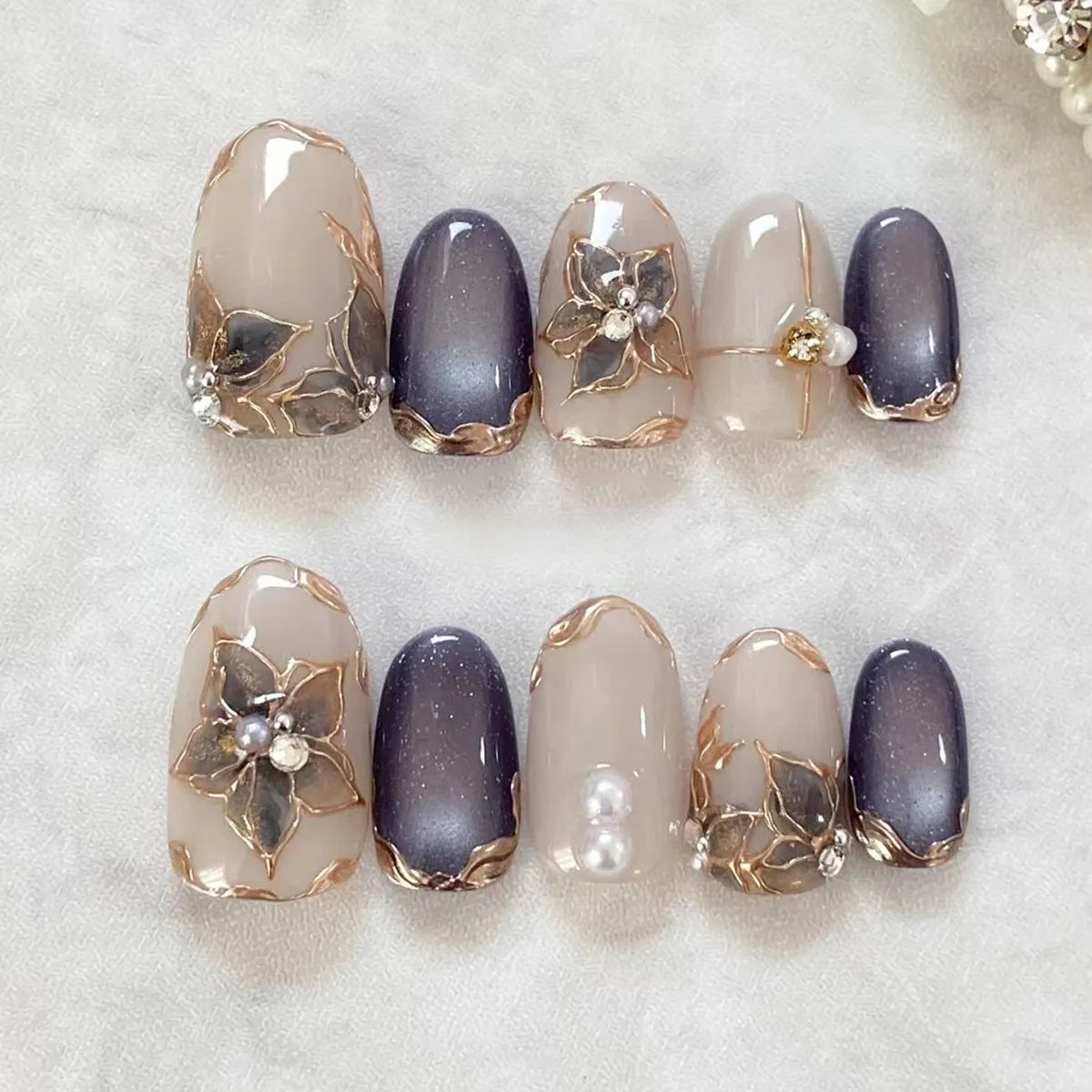 24pcs French Almond Press on Nails Colorful False Nails Summer Wearable Stick-on Nails Fake Nail Uñas Накладные Ногти 네일팁