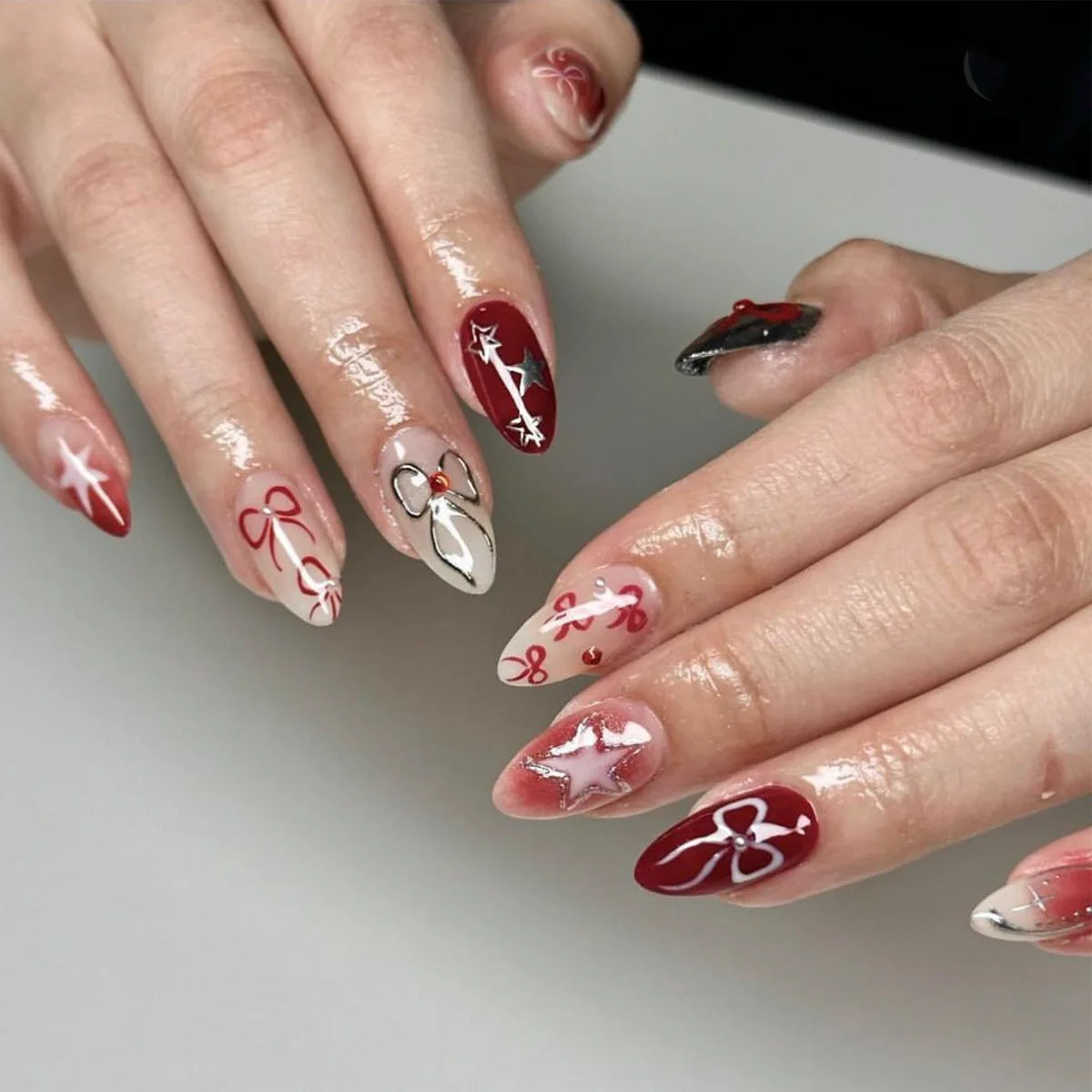24PCS Medium Almond Press On Nails