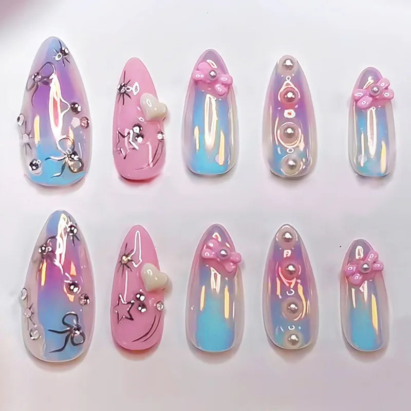 24PCS Medium Almond Press On Nails