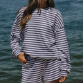 Striped Two Piece Long Sleeve and Short Set