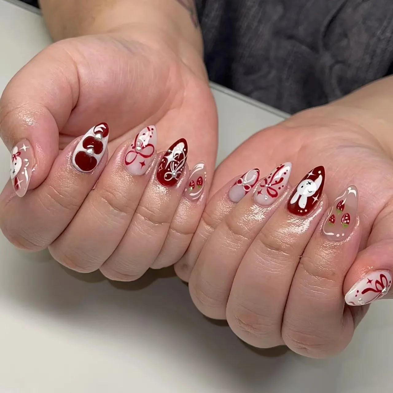 24PCS Medium Almond Press On Nails