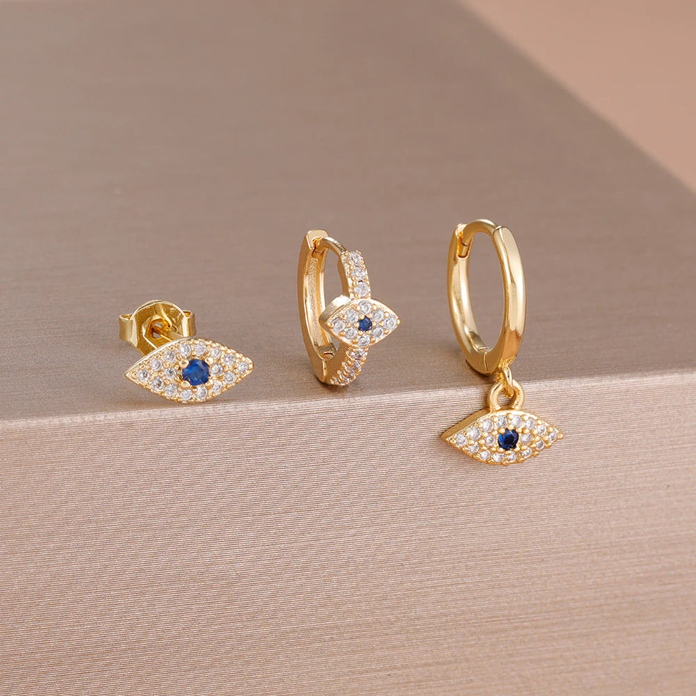 Evil Eye Earrings Set