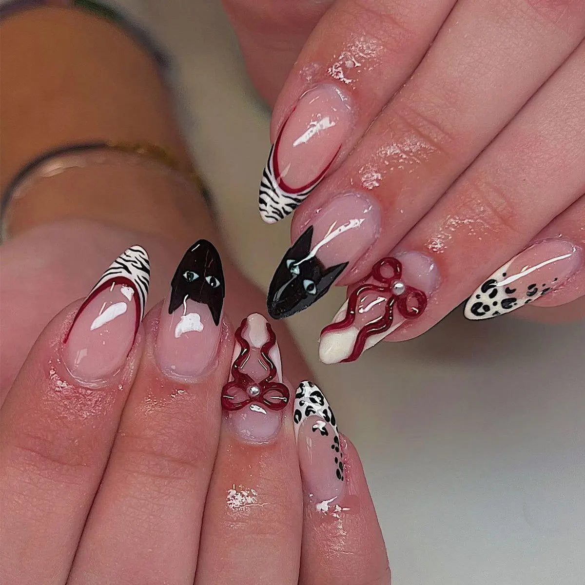 24PCS Medium Almond Press On Nails
