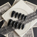 10PCS Black Handmade Press on Nails Rock-Chic Manicure Luxury Gothic Almond False Nails Artificial Resuable Elegance Press ons