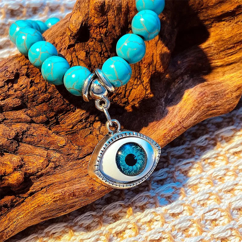 Bohemian Turquoise Beaded Bracelet Ethnic Style Cross Starfish Turtle Bracelet Turquoise Jewelry
